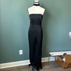 Express Black Strapless Jumpsuit With Collar Neck